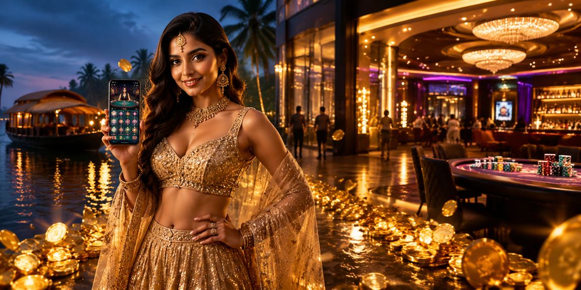 Casino app use with traditional attire at Kerala backwaters